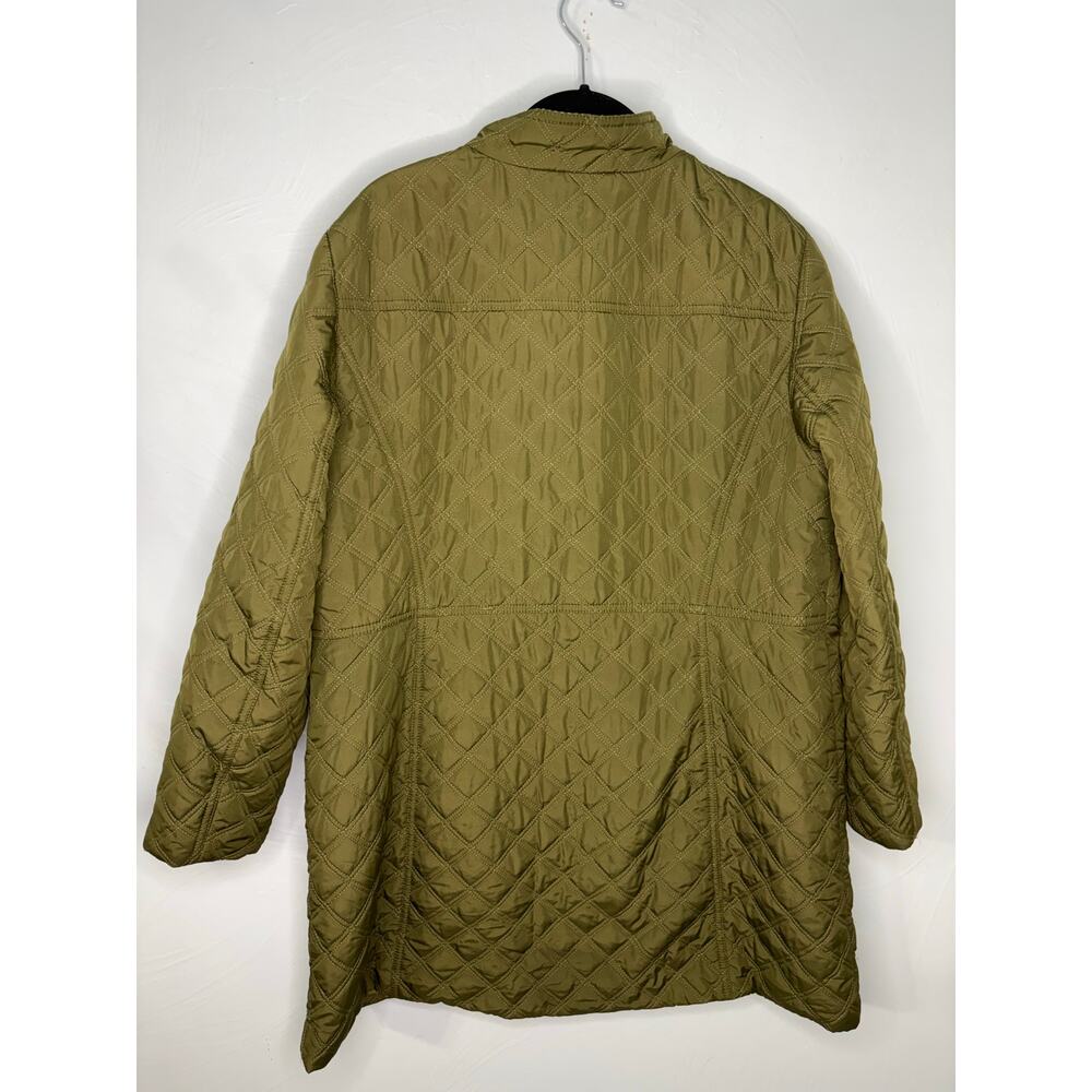 Talbots Petite Quilted Full Zip Button Barn Jacket Coat Size XLP XL Olive Green - Picture 2 of 6